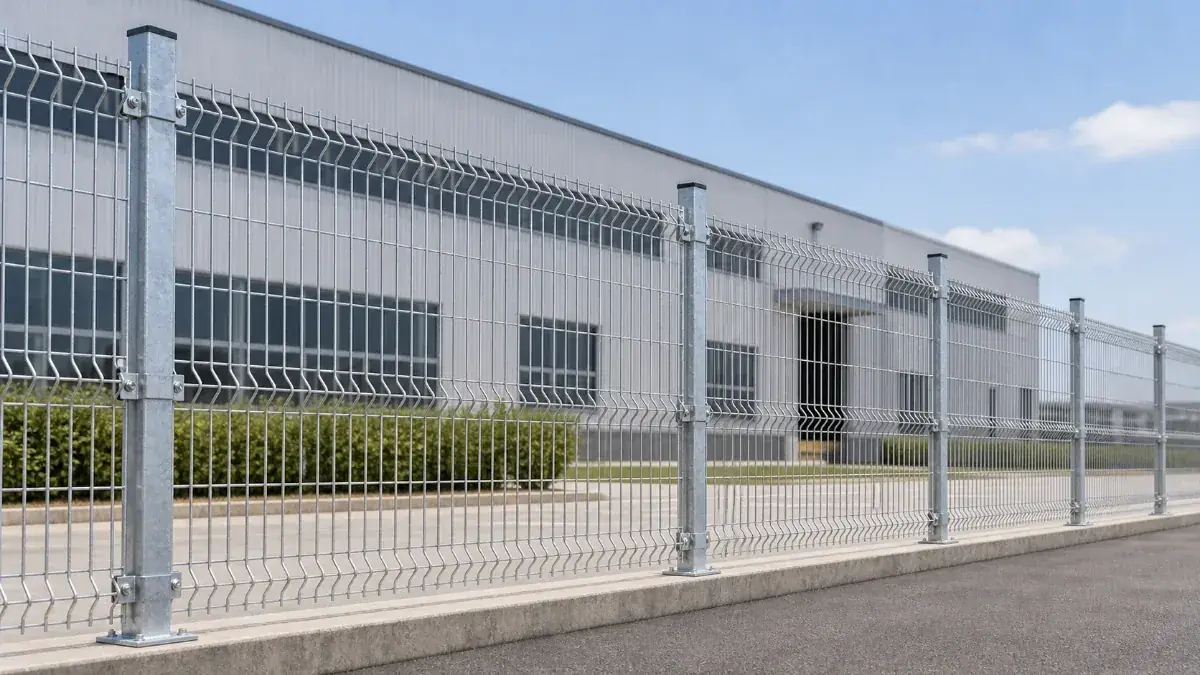 Galvanized 3D welded wire mesh fence with zinc coated V-bend panels