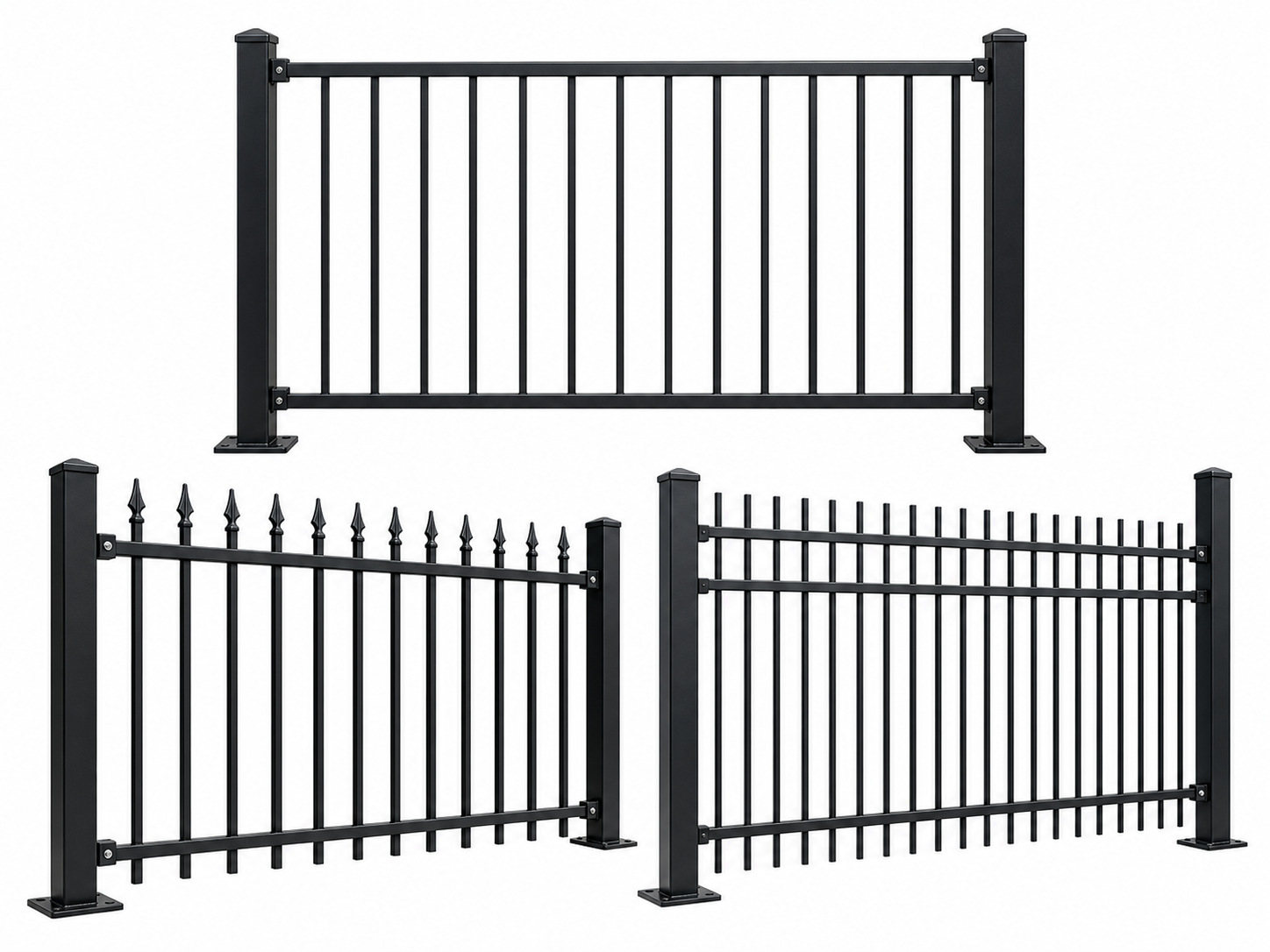Steel fence gate matching steel fence panels